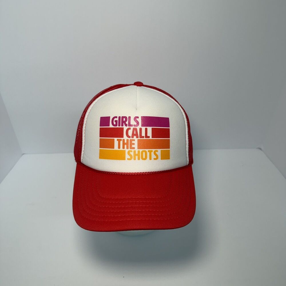 Girls Call The Shots Unisex Trucker Hat Red One Size Adjustable Mesh Back Otto